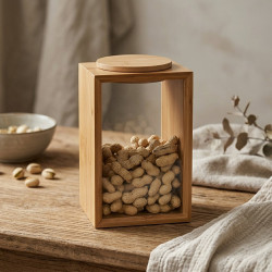 Glass & Wood Jar Large